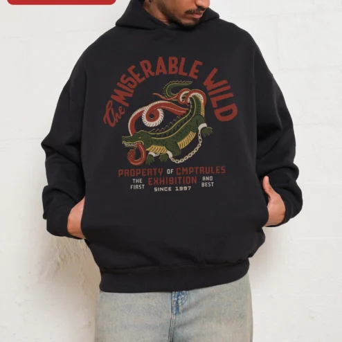 The Miserable Wild Property of CMPTRULES Exhibition Hoodie Vintage Croc Graphic Pullover