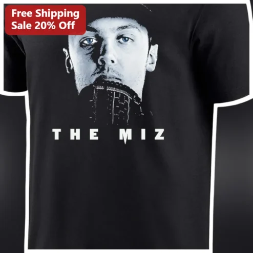 The Miz WWE Fan Tee Black Zipper Mouth Graphic Shirt for Wrestling Enthusiasts