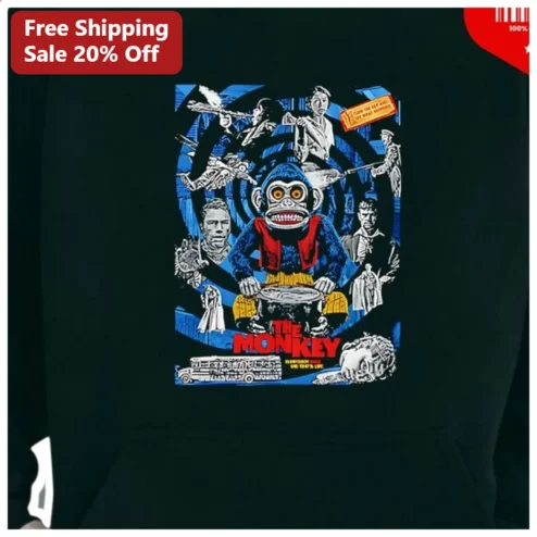 The Monkey Hoodie Vintage Horror Movie Poster Retro Scary Monkey Sweatshirt for Men Women