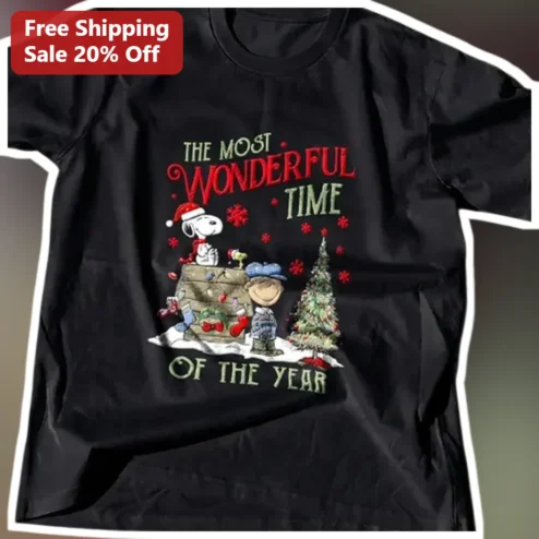 The Most Wonderful Time of the Year Tee Snoopy Peanuts Gang Christmas Gift
