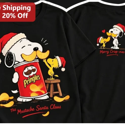 The Mustache Santa Claus Merry Crisp-mas Tee Funny Snoopy Christmas Shirt Gift