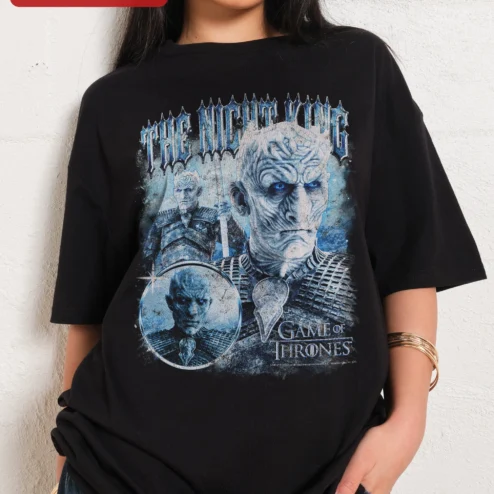 The Night King Game of Thrones Tee Vintage Distressed White Walker Graphic Shirt for Fantasy Fans