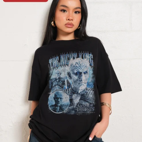 Customer in Chicago, Illinois wearing The Night King Game of Thrones Vintage Distressed Graphic Tee