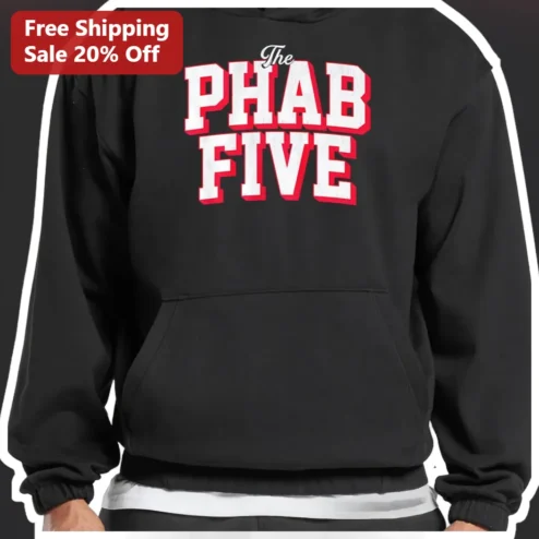 The PHAB FIVE Hoodie Black Collegiate Varsity Style Pullover