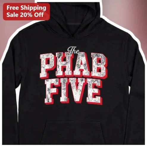 The PHAB FIVE Hoodie Retro Collegiate Vintage Distressed Basketball Squad Apparel