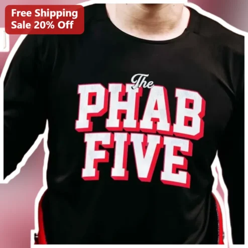 The PHAB FIVE Tee Philadelphia Basketball Fan Apparel Retro Varsity Block Lettering Graphic T-Shirt