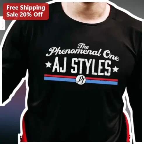 The Phenomenal One AJ Styles Long Sleeve Shirt WWE Pro Wrestling Fan Merch Vintage Distressed P1 Logo Apparel
