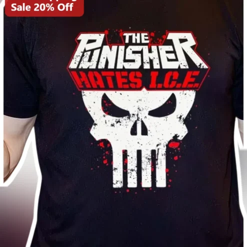 The Punisher Hates I.C.E. Graphic Tee Marvel Comics Frank Castle Skull Protest Shirt