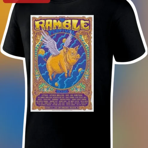The Ramble Festival Tee Psychedelic Pig Jam Band Concert Poster Shirt