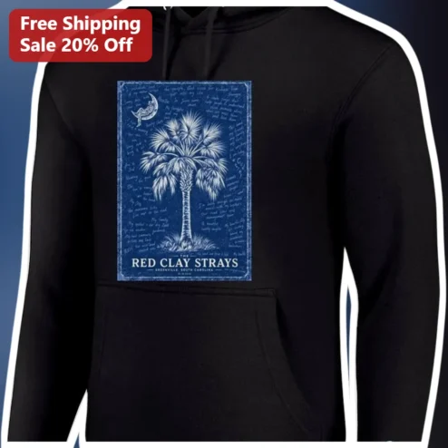 The Red Clay Strays Hoodie Vintage Palmetto Tree Graphic Country Rock Band Merch Pullover