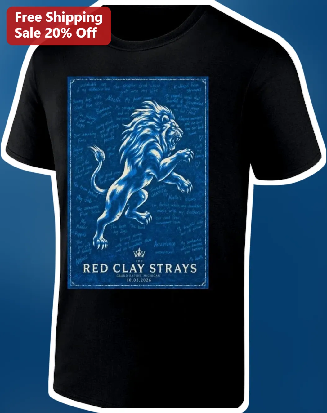 The Red Clay Strays Tee Country Rock Band Merch Lion Graphic Shirt for Fans