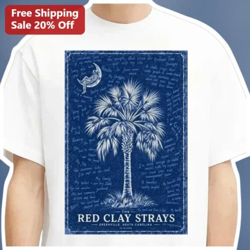 The Red Clay Strays Tee Country Rock Band Merch Palmetto Moon Design