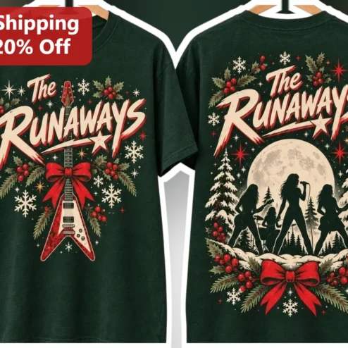 The Runaways Tee Vintage Rock Holiday Guitar Design Classic Band Merch Gift