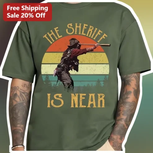 The Sheriff Is Near Tee Red Dead Redemption 2 The Drifter Retro Vintage Sunset Graphic Shirt