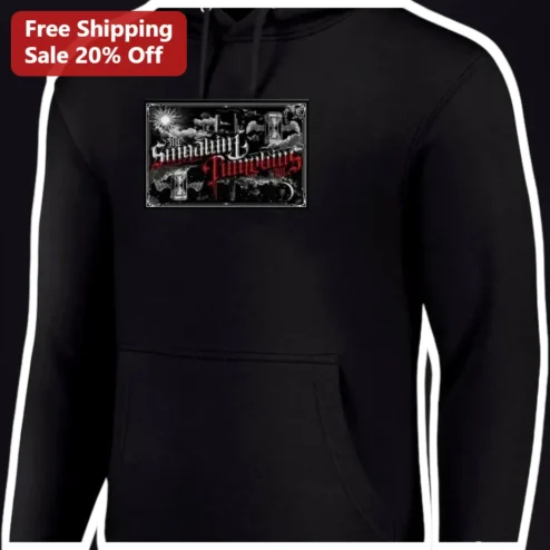 The Smashing Pumpkins Hoodie Mellon Collie Gothic Graphic Pullover Black Unisex Band Merch available at our Chicago, Illinois warehouse