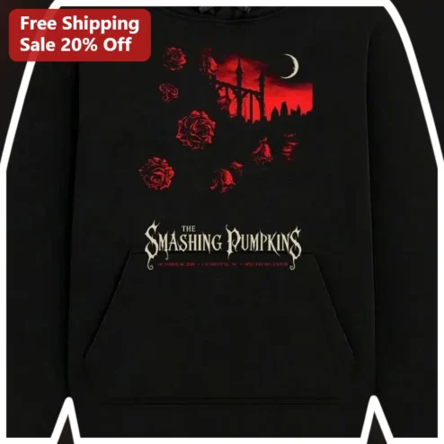 The Smashing Pumpkins Hoodie Mellon Collie Gothic Rose Graphic Pullover Vintage Rock Merch