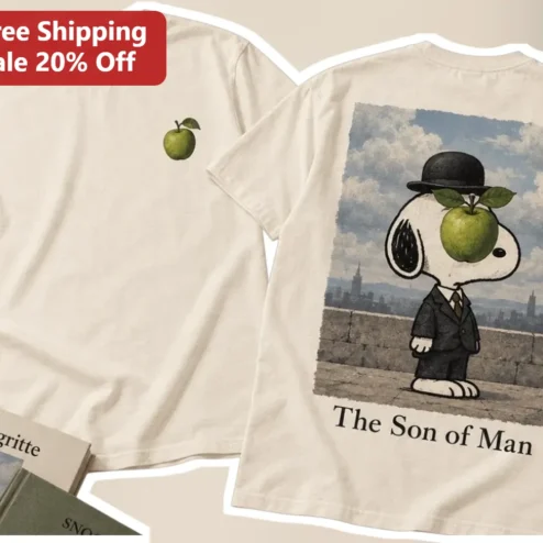 The Son of Man Tee Snoopy Magritte Surrealist Art Graphic T-Shirt