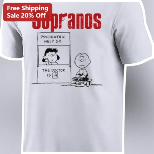 The Sopranos Psychiatric Help Tee Charlie Brown Peanuts Mashup Gift available at our Chicago, Illinois warehouse