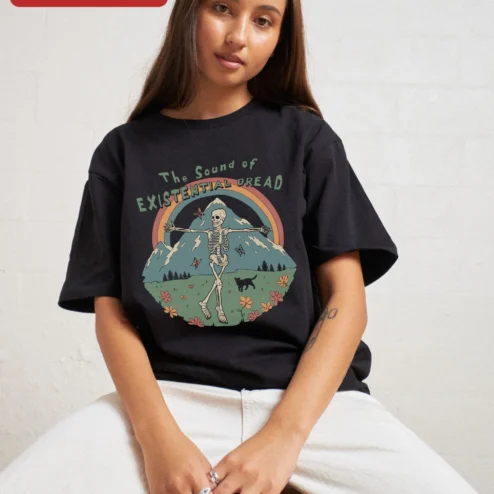 The Sound of Existential Dread Tee Dark Humor Skeleton Graphic T-Shirt