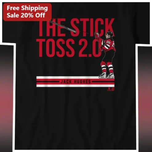 The Stick Toss 2.0 Jack Hughes Hockey Jersey Fan Merchandise