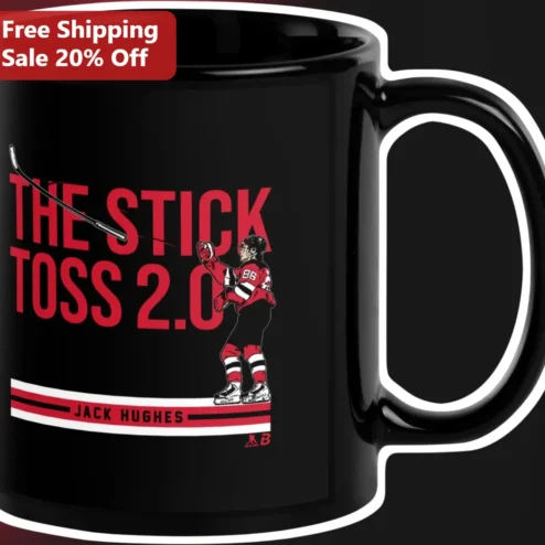 The Stick Toss 2.0 Jack Hughes Hockey Mug New Jersey Devils Fan Gift Black Ceramic Coffee Cup