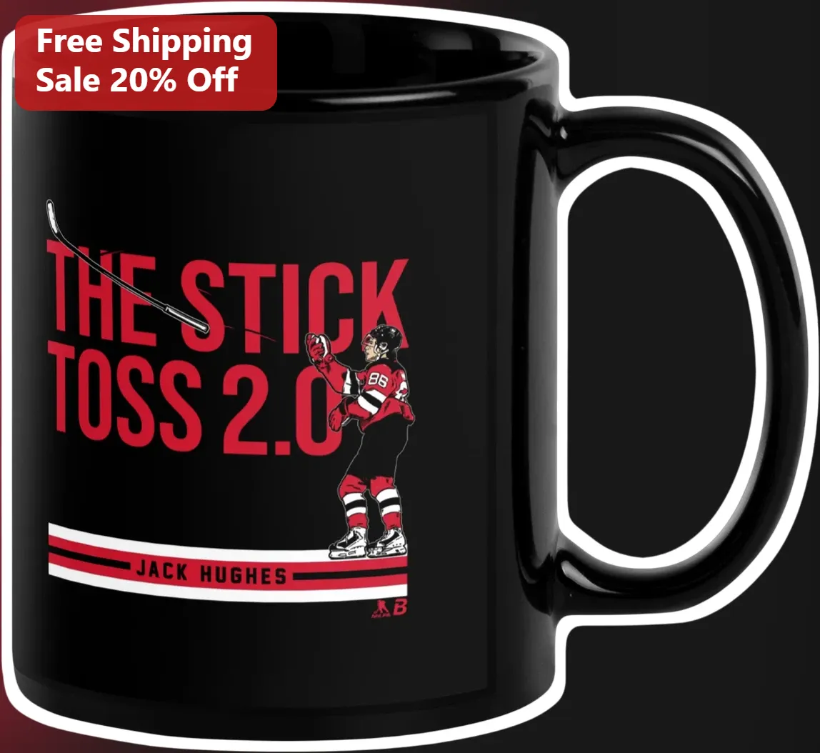 The Stick Toss 2.0 Jack Hughes Hockey Mug New Jersey Devils Fan Gift Black Ceramic Coffee Cup
