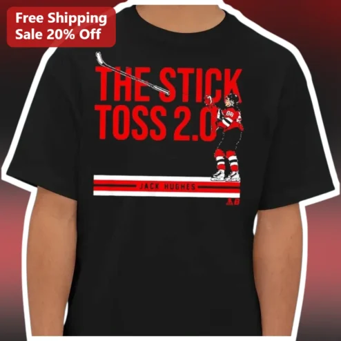 The Stick Toss 2.0 Tee Jack Hughes Hockey Celebration Shirt for Men