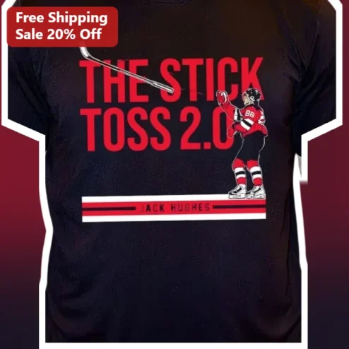 The Stick Toss 2.0 Tee Jack Hughes Hockey Fan Graphic Shirt
