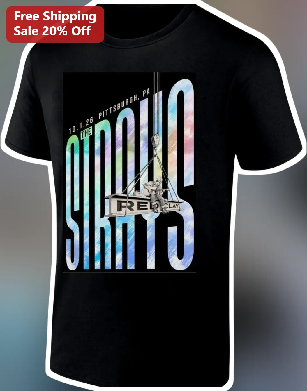 The Straits Reclay Graphic Tee Classic Rock Band Merch Holographic Print Shirt