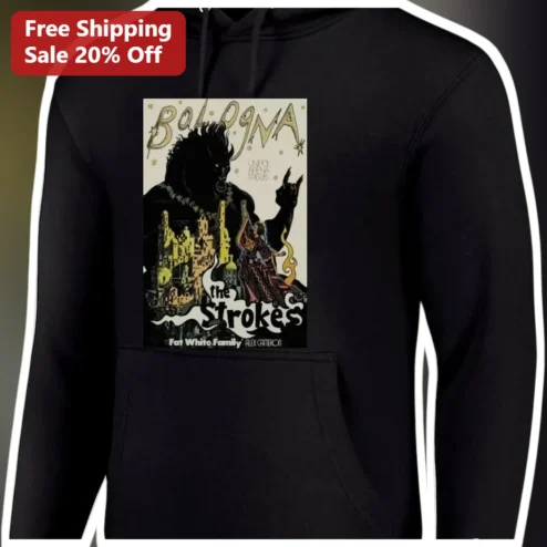The Strokes Bologna Hoodie Vintage Concert Poster Graphic Pullover