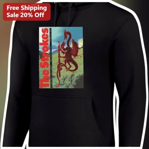 The Strokes Hoodie Dragon Graphic Pullover Vintage Indie Rock Merch Gift for Men Women