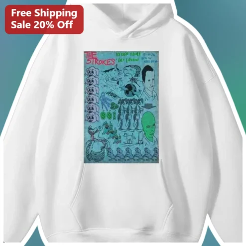 The Strokes Hoodie Indie Rock Band Merch Vintage Concert Poster Style Pullover for Men Women