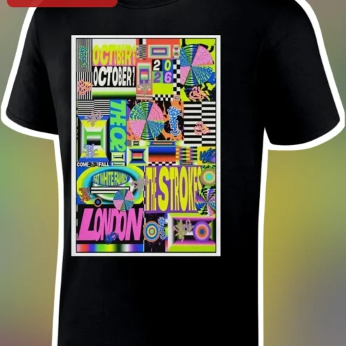 The Strokes October London Tour Tee Indie Rock Band Graphic Shirt