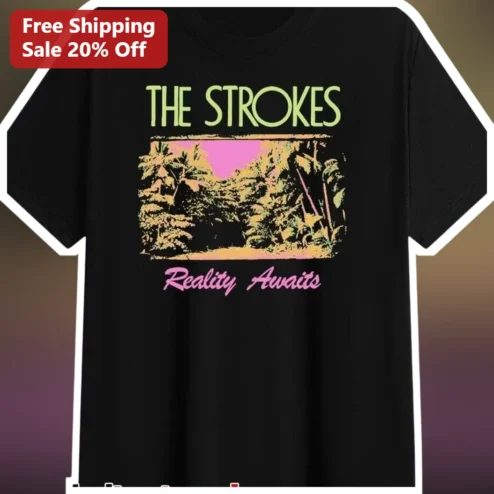 The Strokes Reality Awaits Tee Indie Rock Band Graphic T-Shirt Retro Vintage Style Merch