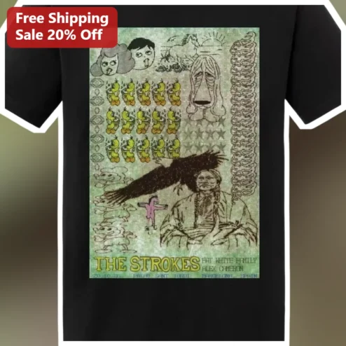 The Strokes Vintage Concert Poster Graphic Tee Indie Rock Band Shirt