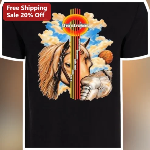 The Strokes Vintage Indie Rock Band Graphic Tee Surreal Horse Art Shirt
