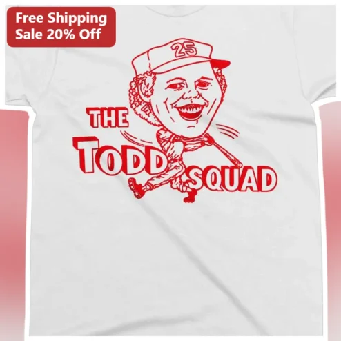 The Todd Squad Tee Retro Baseball Caricature Gift for Men Named Todd