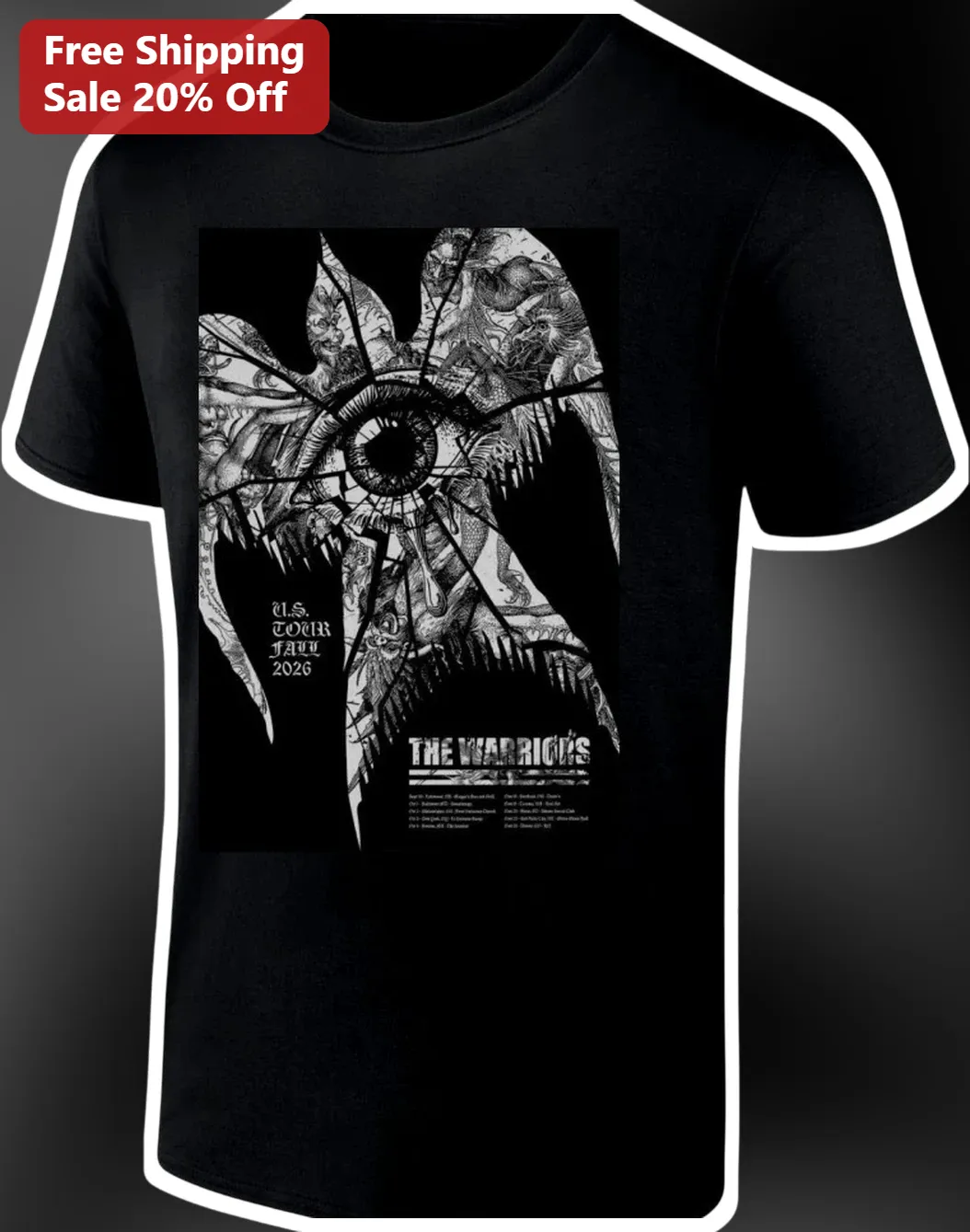 The Warriors Movie Tee 1979 Cult Classic Gothic Eye Graphic Shirt for Men