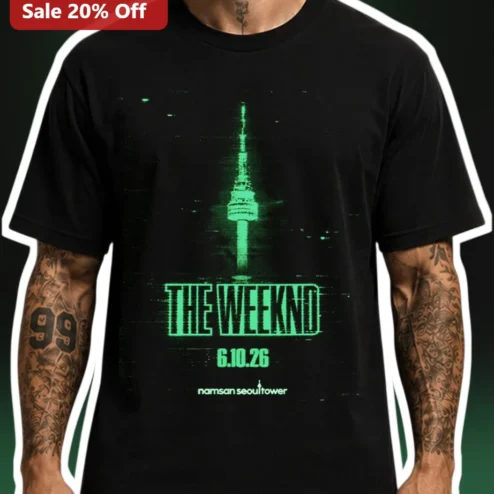 The Weeknd Namsan Seoul Tower Glitch Art Tee