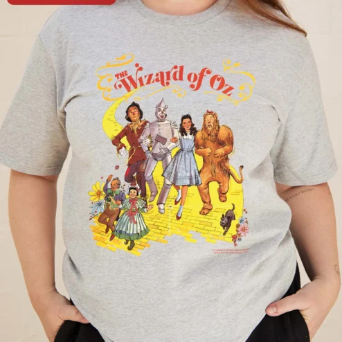 The Wizard of Oz Tee Vintage Yellow Brick Road Cast Dorothy Scarecrow Tin Man Lion Graphic Shirt