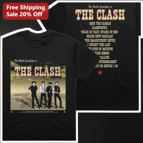 The World According to The Clash Rock the Casbah Train in Vain Vintage Punk Band Tee