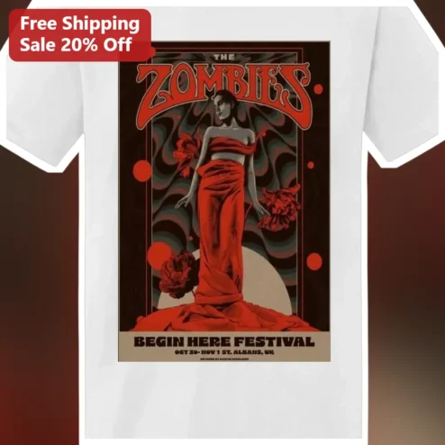 The Zombies Begin Here Festival Vintage Rock Band Graphic Tee