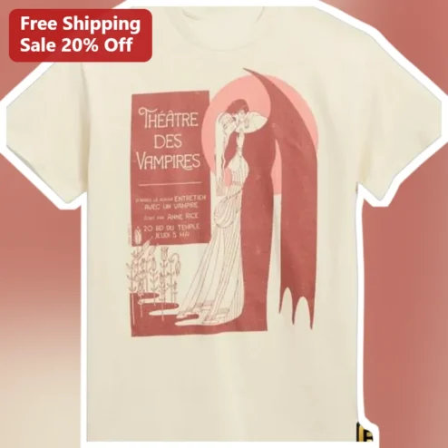 Théâtre des Vampires Tee Vintage Gothic French Poster Design Anne Rice Inspired Horror Shirt for Men Women