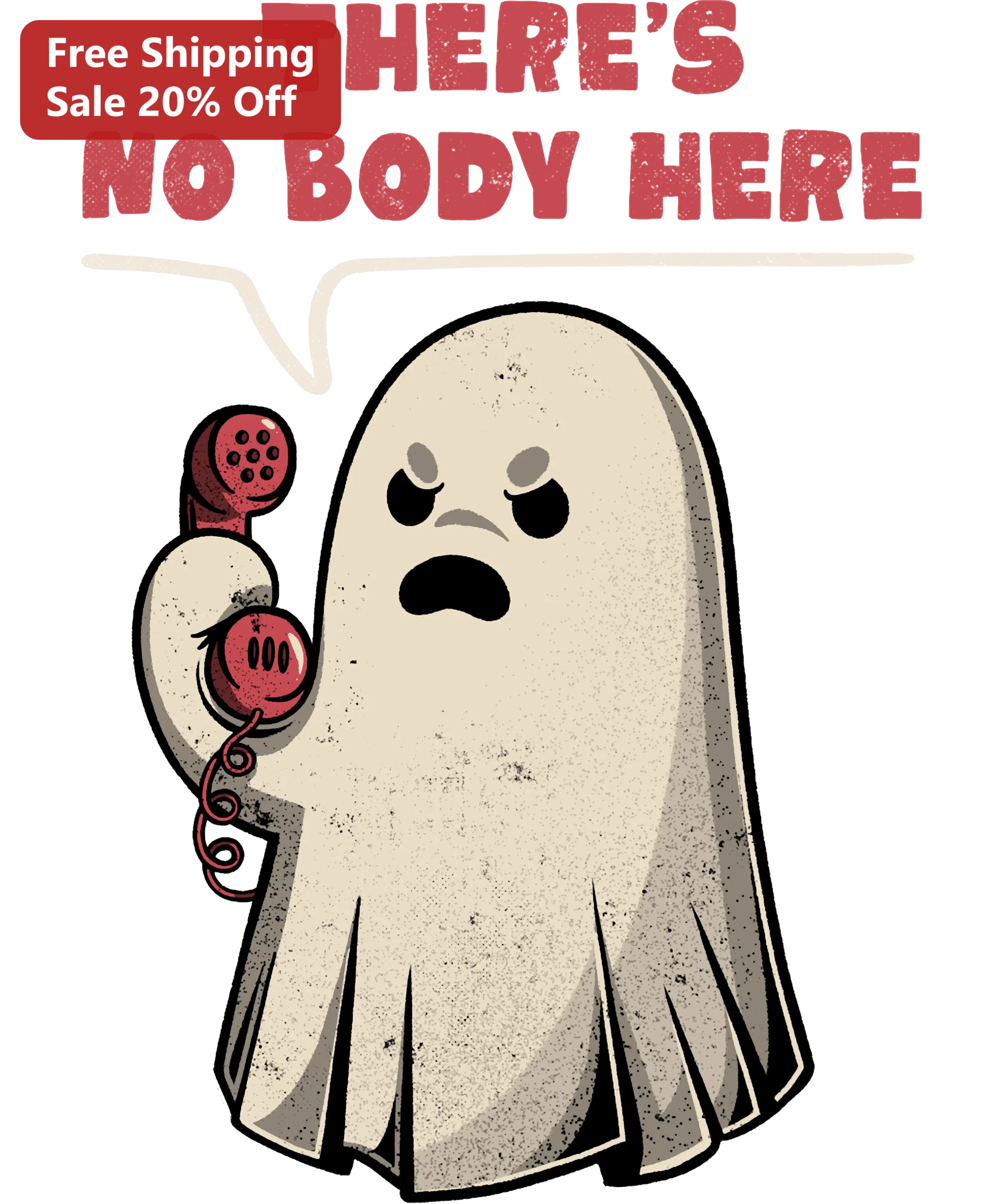 There's No Body Here Funny Ghost Decal Halloween Spooky Vintage Cartoon Sticker