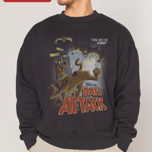 These Bats Are Scarray Yikes Scooby-Doo Bats Attack Sweatshirt Halloween Retro Cartoon Gift