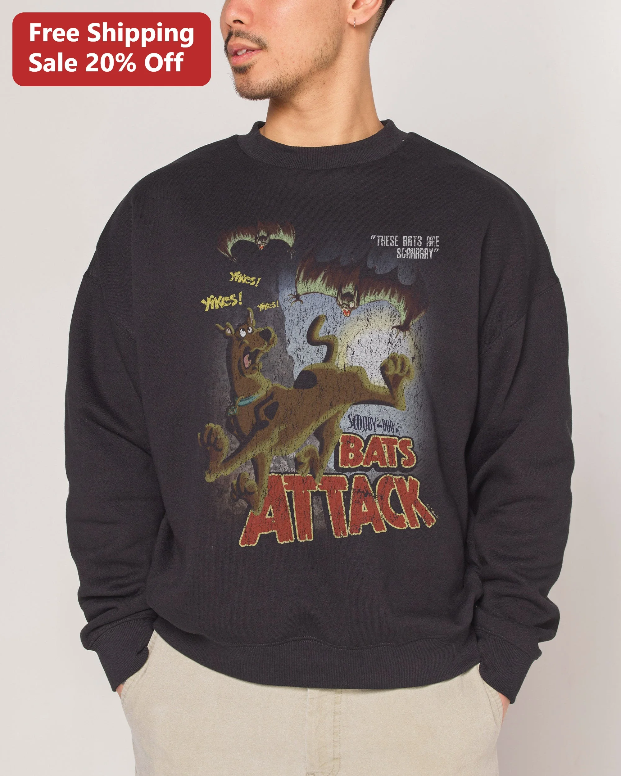 These Bats Are Scarray Yikes Scooby-Doo Bats Attack Sweatshirt Halloween Retro Cartoon Gift