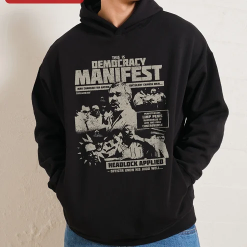 This Is Democracy Manifest Headlock Applied Punk Hoodie
