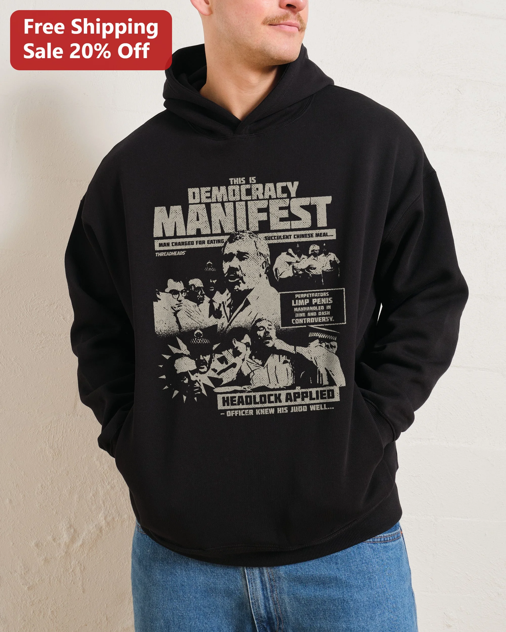 This Is Democracy Manifest Headlock Applied Punk Hoodie