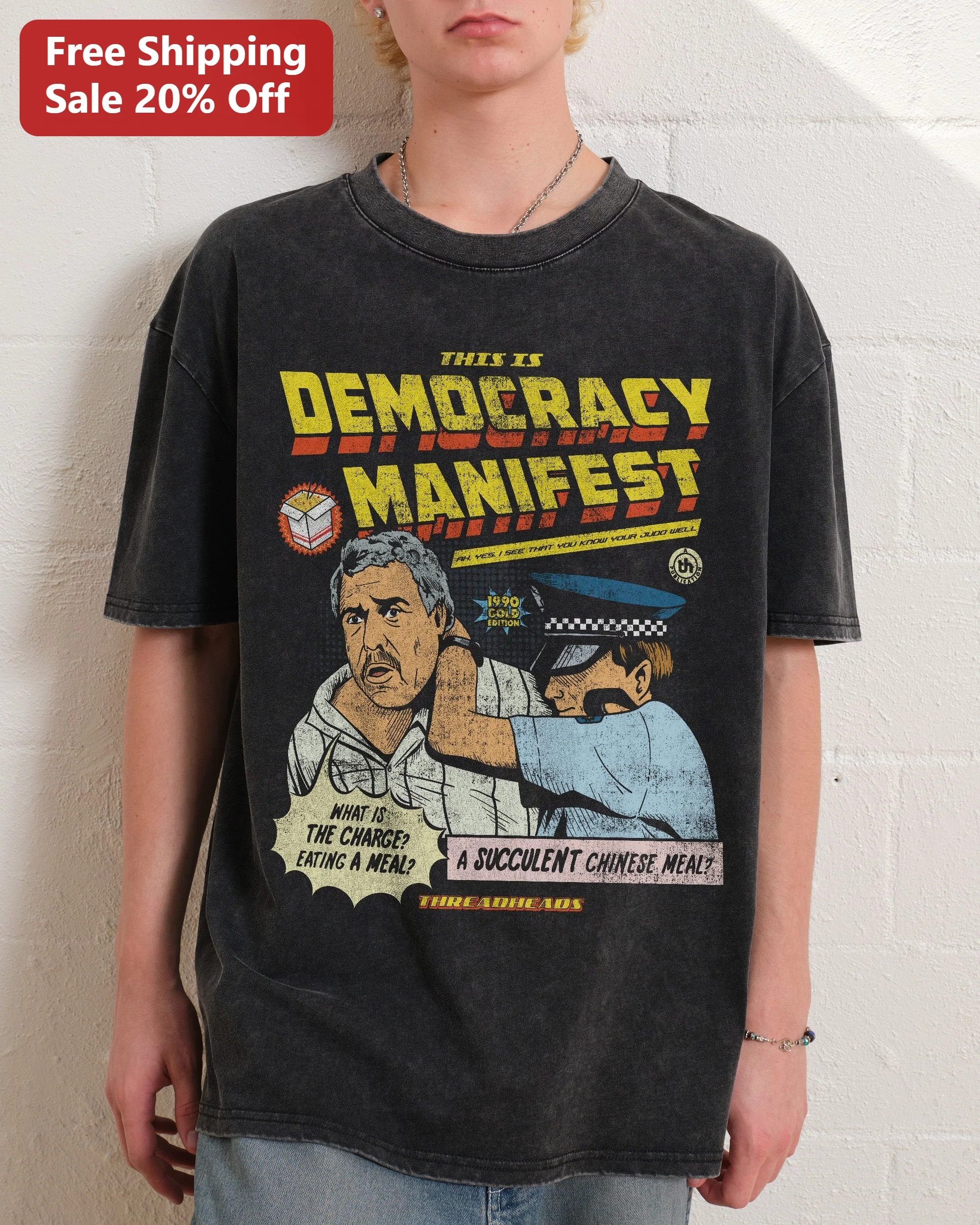 This Is Democracy Manifest Tee Succulent Chinese Meal Jack Karlson Vintage Comic Graphic Shirt