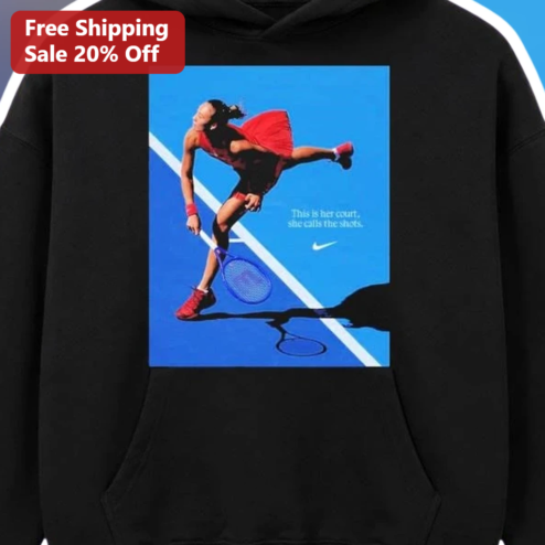 This Is Her Court She Calls The Shots Hoodie Women's Tennis Player Graphic Pullover Gift for Athletes